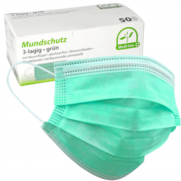 MEDI-INN Mundschutz 3-lagig Typ II R grün